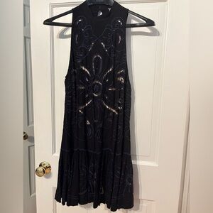 Free People - medium - Elegant Black Sleeveless Dress - open back / high neck